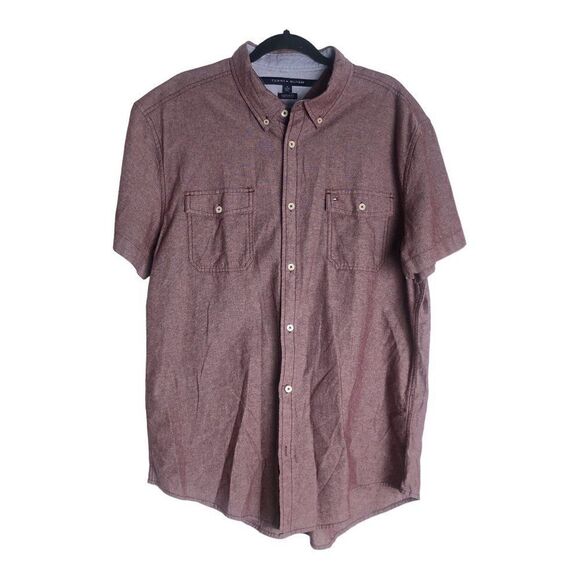 Mens Tommy Hilfiger Purple S/S Men’s Button Down Casual Shirt Size XL - Picture 1 of 4